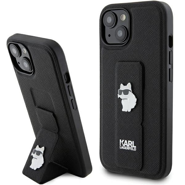 Karl Lagerfeld - Saffiano Gripstand (KLHCP15MGSACHPK) - iPhone 15 Plus - Choupette Pins