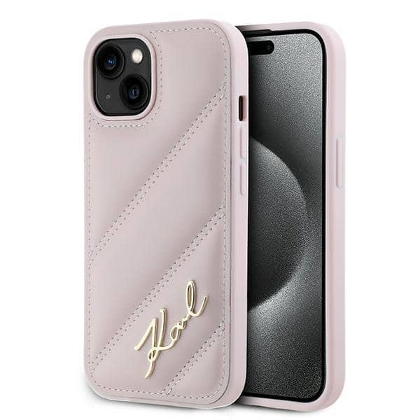 Karl Lagerfeld - Diagonal Quilted Script (KLHCP15SPQDSMGP) - iPhone 15 - Ροζ