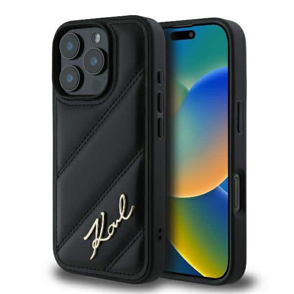 Karl Lagerfeld - Diagonal Quilted Script (KLHCP16LPQDSMGK) - iPhone 16 Pro - Μαύρο