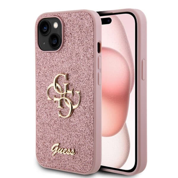 Guess - Glitter Script Big 4G (GUHCP15MHG4SGP) - iPhone 15 Plus - Ροζ