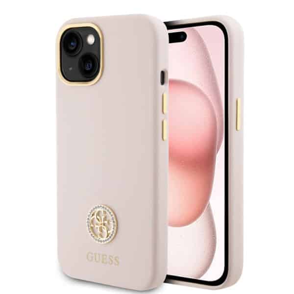 Guess - Silicone Logo Strass 4G (GUHCP15M4DGPP) - iPhone 15 Plus - Light Ροζ