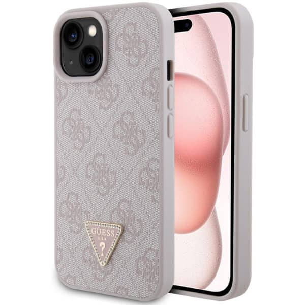 Guess - Leather 4G Triangle Strass (GUHCP15SP4TDPP) - iPhone 15 - Ροζ
