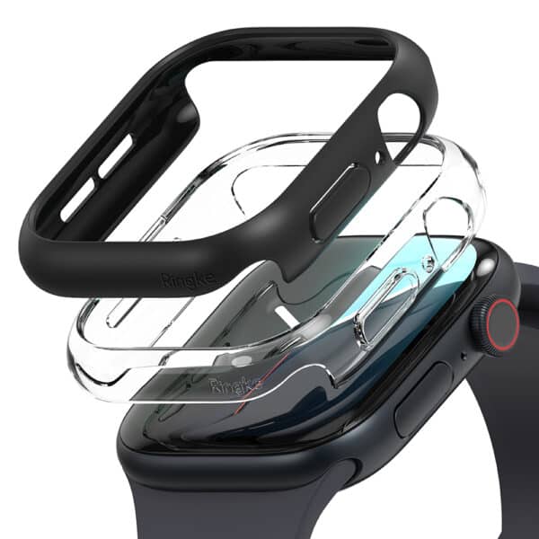 Ringke - Πλαστική Θήκη Slim (2 pack) - Apple Watch 10 46mm - Clear / Matte Μαύρο