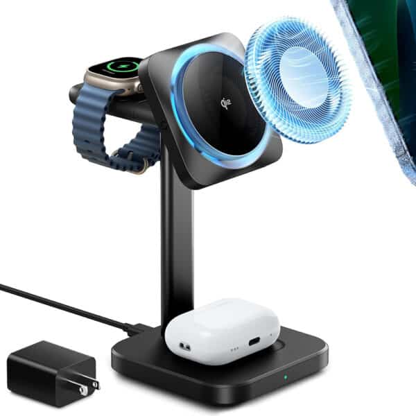 ESR - Βάση Ασύρματης Φόρτισης 3in1 CryoBoost Qi2 (2C58008) - για iPhone MagSafe, AirPods Pro and Apple Watch, with Detachable Watch Charger - Μαύρο