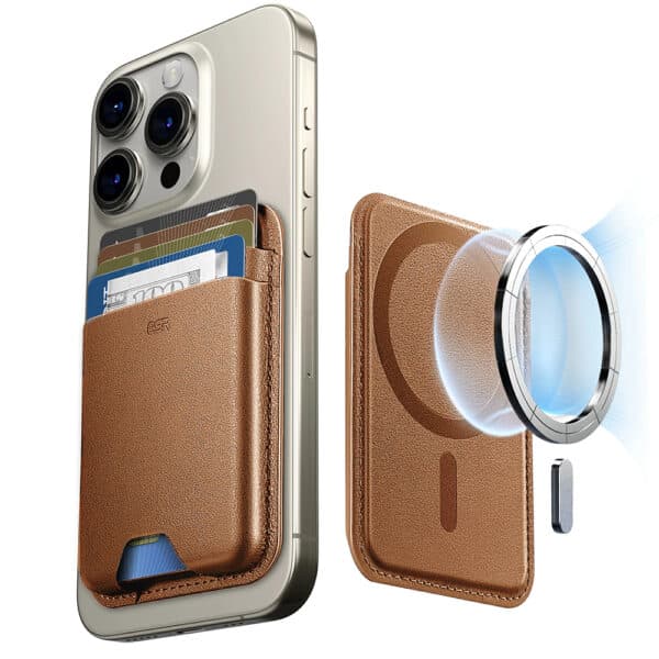 ESR - Premium Wallet Boost MagSafe (2K63802) - Smart 4 Cards Storage, Made from Artificial Leather - Caramel Καφέ