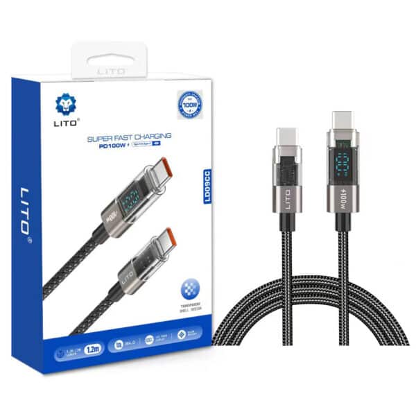 Lito - Data Cable (LD09) - Lightning to Type-C, 100W High Speed Charging, LED Display, 1.2m - Μαύρο