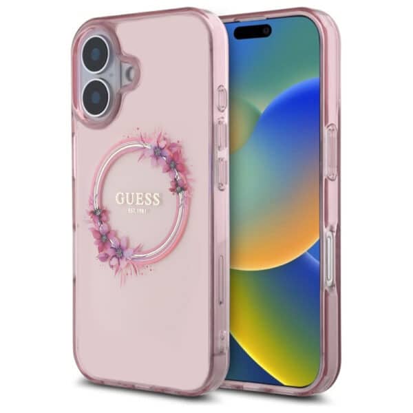 Guess - IML Flowers Wreath MagSafe (GUHMP16SHFWFCP) - iPhone 16 - Ροζ