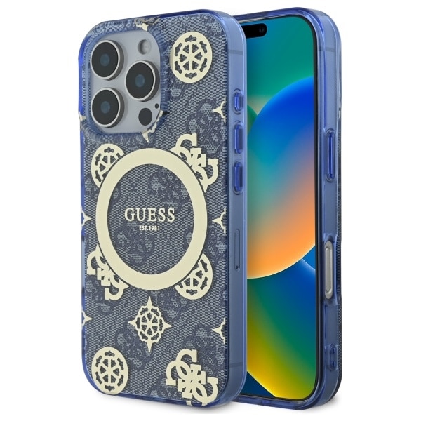 Guess - IML Peony On 4G Background MagSafe (GUHMP16LH4PYEEB) - iPhone 16 Pro - Μπλε