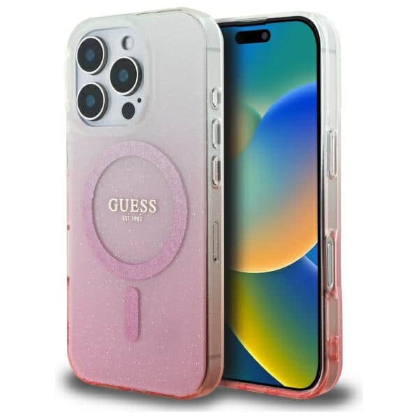 Guess - IML Glitter Gradient MagSafe (GUHMP16XHGRCELP) - iPhone 16 Pro Max - Ροζ
