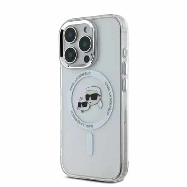 Karl Lagerfeld - IML MagSafe (KLHMP16LHLSKCH) - iPhone 16 Pro - Λευκό Metal Karl&Choupette Head