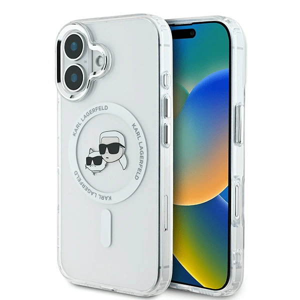 Karl Lagerfeld - IML MagSafe (KLHMP16SHLSKCH) - iPhone 16 - Λευκό Metal Karl&Choupette Head