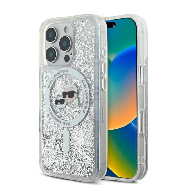 Karl Lagerfeld - Liquid Glitter MagSafe (KLHMP16XLGKCSGH) - iPhone 16 Pro Max - Διάφανο Karl&Choupette Head