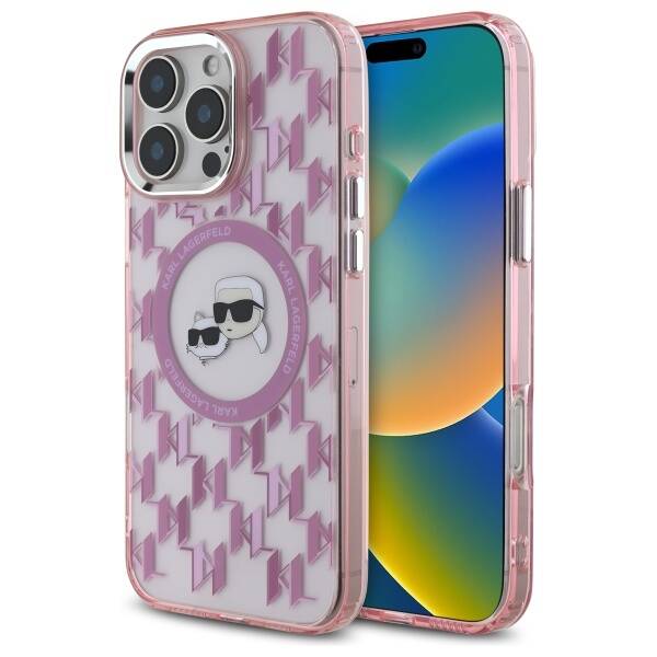 Karl Lagerfeld - IML MagSafe (KLHMP16LHMCKMHP) - iPhone 16 Pro - Ροζ Monogram Karl&Choupette Head
