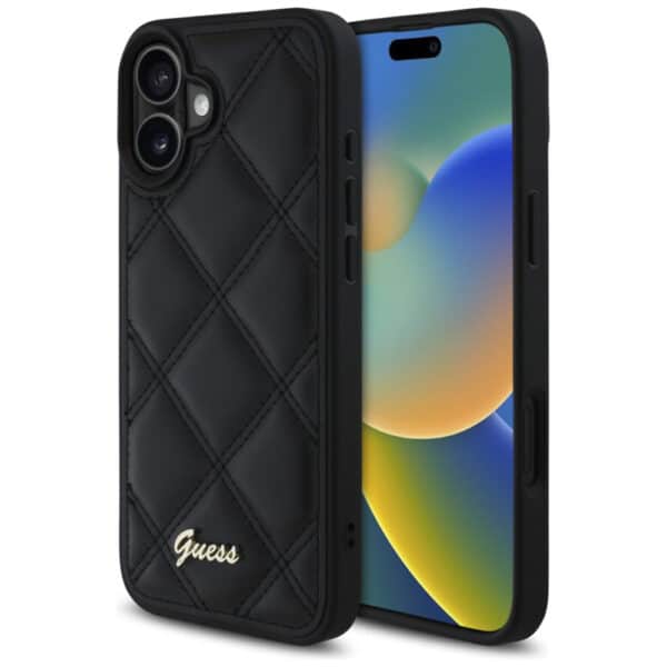 Guess - Quilted Metal Logo (GUHCP16MPSQSQSK) - iPhone 16 Plus - Μαύρο