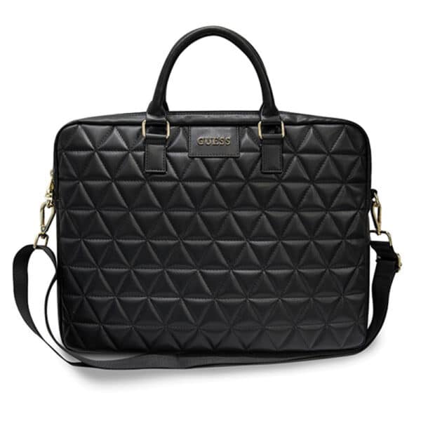 Guess - Computer Bag Quilted (GUCB15QLBK) - 15-16", Design με Mosaique Pattern, Detachable Shoulder Strap, Adjustable - Μαύρο