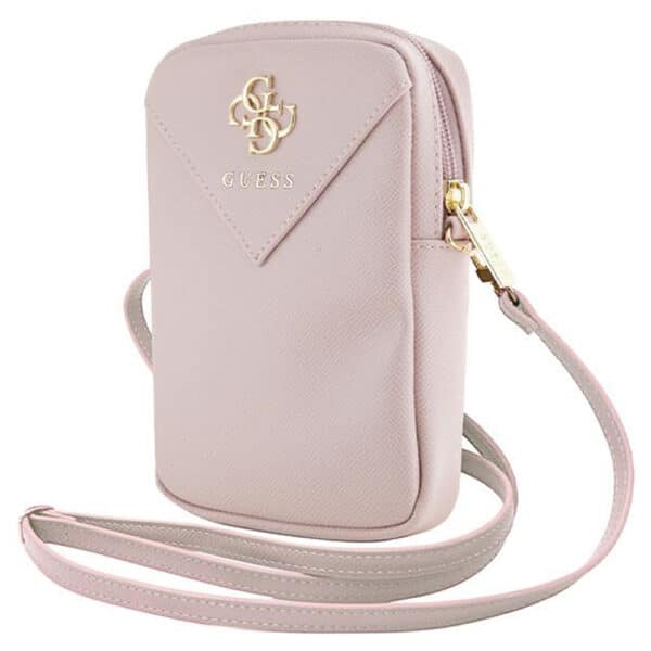Guess - Universal Phone Pouch Zip Triangle 4G (GUWBZPGSTEGP) - Universal, Adjustable Strap, Zip Closure - Ροζ