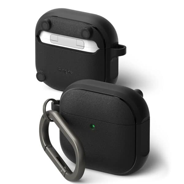 Ringke - Onyx Magnetic Θήκη Σιλικόνης - για AirPods 4, Non-Slip Texture, Carabiner Hole - Μαύρο