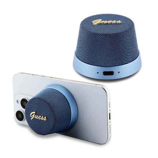 Guess - Ασύρματο Ηχείο - Μαγνητική Βάση Script Metal (GUWSC3ALSMB) - TWS, USB-C, Bluetooth V5.3, 700mAh, 3W - Blue