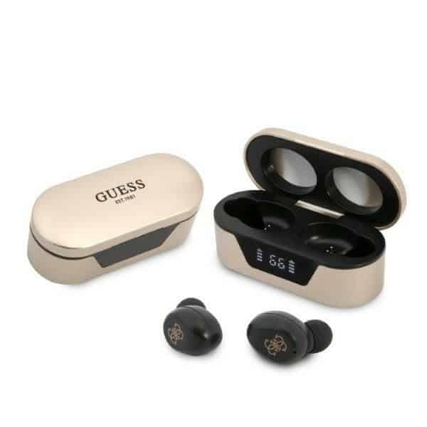 Guess - Ασύρματα Earbuds (GUTWST31ED) - Bluetooth 5.0, TWS, USB-C, με LED Display, Docking Station, IPX4 - Χρυσό