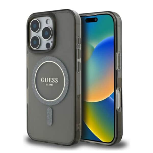 Guess - IML Glitter Circle MagSafe (GUHMP16LHFGEREK) - iPhone 16 Pro - Μαύρο
