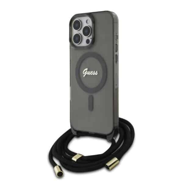 Guess - IML Crossbody Cord Script MagSafe (GUHMP16LHCTSGNSK) - iPhone 16 Pro - Μαύρο