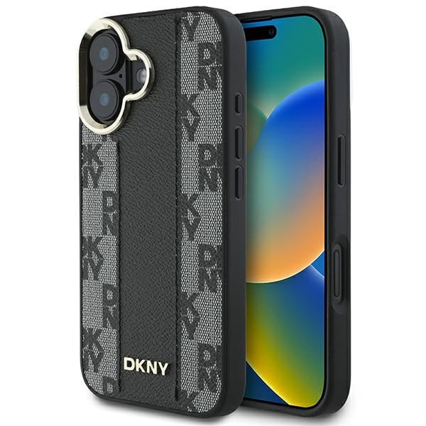 DKNY - Leather Hardcase Checkered Pattern Magsafe (DKHMP16MPCPVSLK) - iPhone 16 Plus - Μαύρο