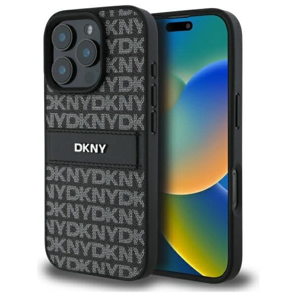 DKNY - Leather Hardcase Texture Pattern Tonal Stripe (DKHCP16XPRTHSLK) - iPhone 16 Pro Max - Μαύρο