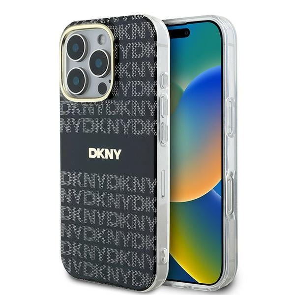DKNY - Hardcase Repeat Texture Pattern With Stripe (DKHMP16XHRHSEK) - iPhone 16 Pro Max - Μαύρο