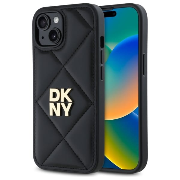 DKNY - Leather Quilted Stack Logo (DKHCP15SPQDSLK) - iPhone 15 - Μαύρο