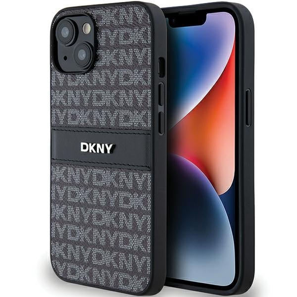DKNY - Leather Mono Stripe & Metal Logo (DKHCP14SPRTHSLK) - iPhone 15 - Μαύρο