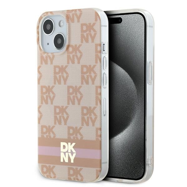 DKNY - IML Checkered Mono Pattern & Printed Stripes MagSafe (DKHMP15SHCPTSP) - iPhone 15 - Ροζ