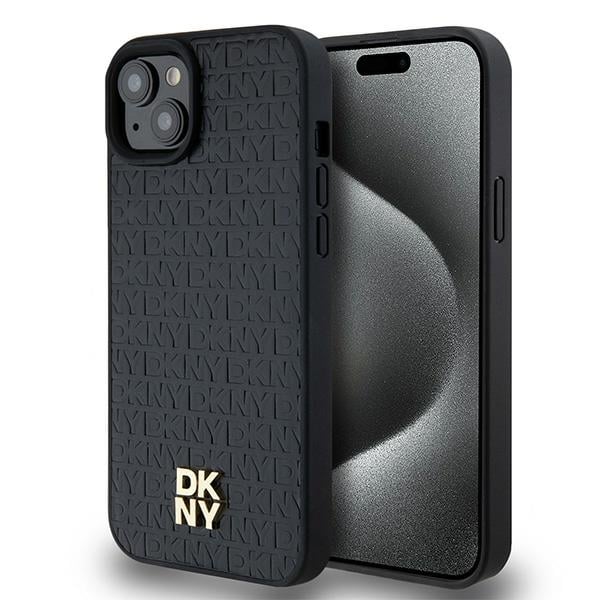 DKNY - Leather Pattern Metal Logo MagSafe (DKHMP15SPSHRPSK) - iPhone 15 - Μαύρο