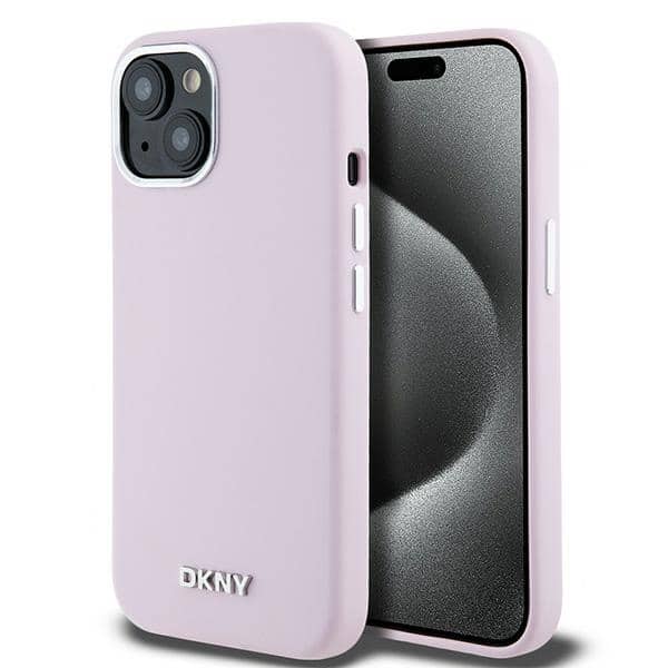 DKNY - Hardcase Liquid Silicone Small Metal Logo MagSafe (DKHMP15SSMCHLP) - iPhone 15 - Ροζ