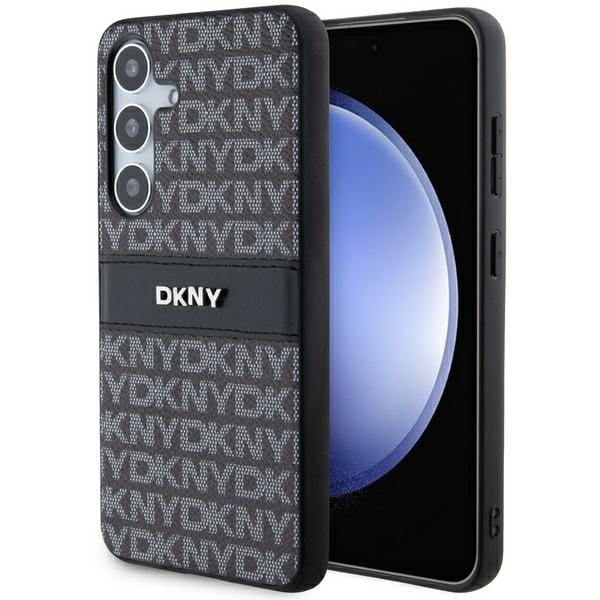 DKNY - Leather Mono Stripe & Metal Logo (DKHCS24SPRTHSLK) - Samsung Galaxy S24 - Μαύρο