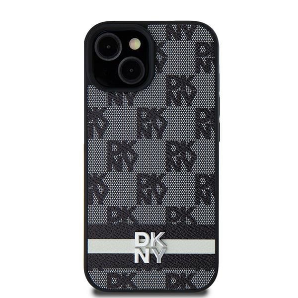 DKNY - Leather Checkered Mono Pattern & Printed Stripes (DKHCS24MPCPTSSK) - Samsung Galaxy S24 Plus - Μαύρο