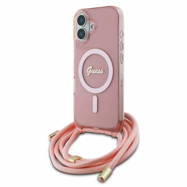 Guess - IML Crossbody Cord Script MagSafe (GUHMP16SHCTSGNSP) - iPhone 16 - Ροζ
