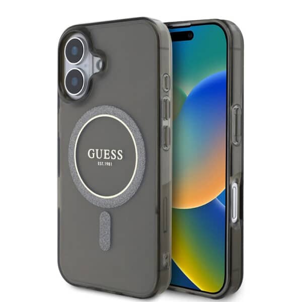 Guess - IML Glitter Circle MagSafe (GUHMP16MHFGEREK) - iPhone 16 Plus - Μαύρο