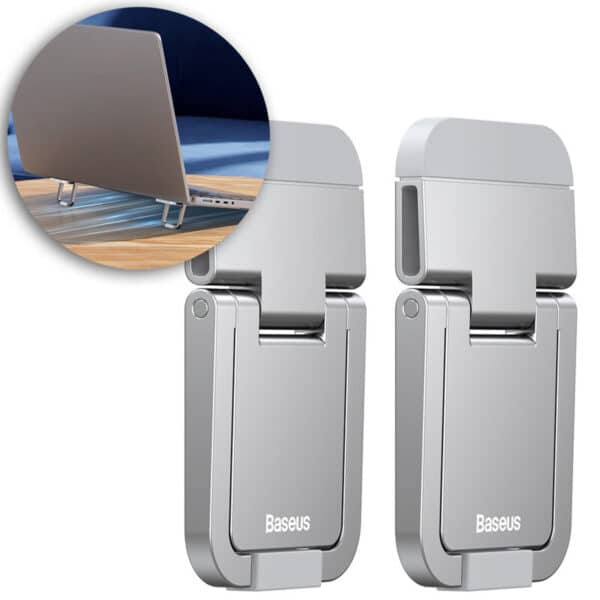 Baseus - (2 pack) Βάση Στήριξης Laptop (LUZC000012) - Folding Feature, Adhesive, Zinc Alloy - Ασημί