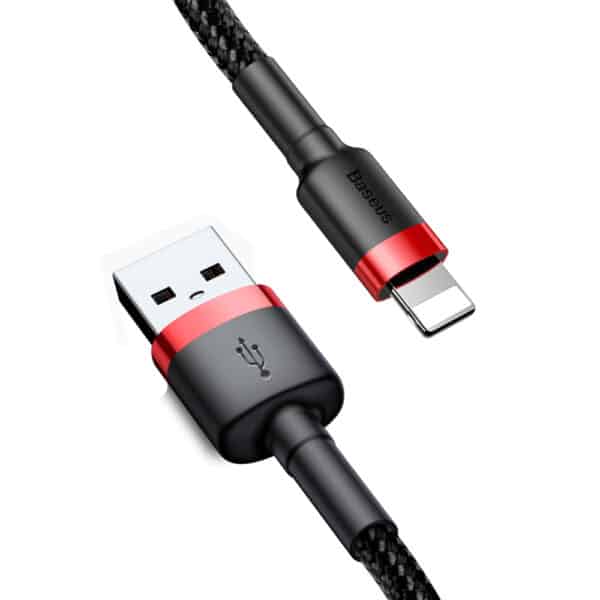 Baseus - Data Cable Cafule (CALKLF-B19) - USB to Lightning, 2.4A, 1m - Red Μαύρο