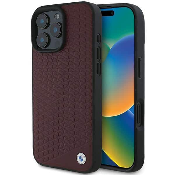 BMW - Signature Leather Diamond Metal Logo MagSafe (BMHMP16X23RDDR) - iPhone 16 Pro Max - Κόκκινο