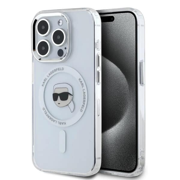 Karl Lagerfeld - IML MagSafe (KLHMP16LHLSKIH) - iPhone 16 Pro - Λευκό Metal Karl`s Head