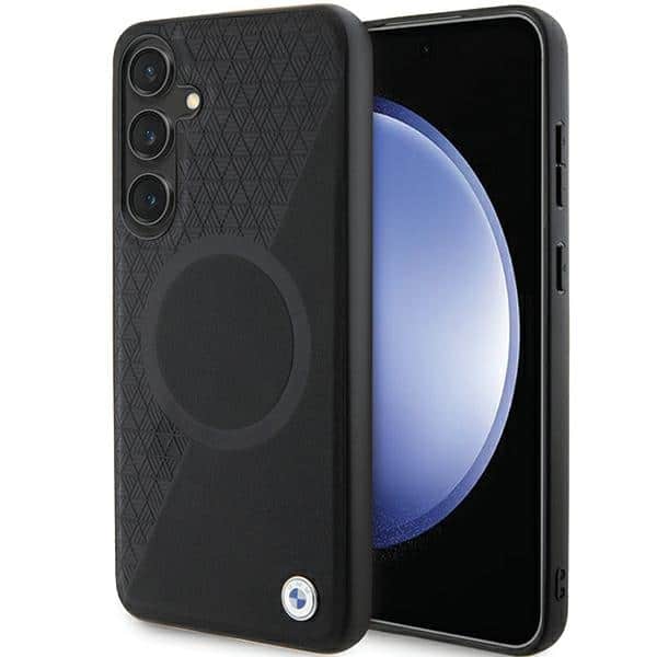 BMW - Signature Leather Half Textured & Circle MagSafe (BMHMS24S23RTPK) - Samsung Galaxy S24 - Μαύρο