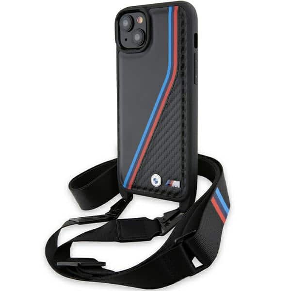 BMW - Leather M Edition Carbon Tricolor Lines & Strap (BMHCP15S23PSVTK) - iPhone 15 - Μαύρο