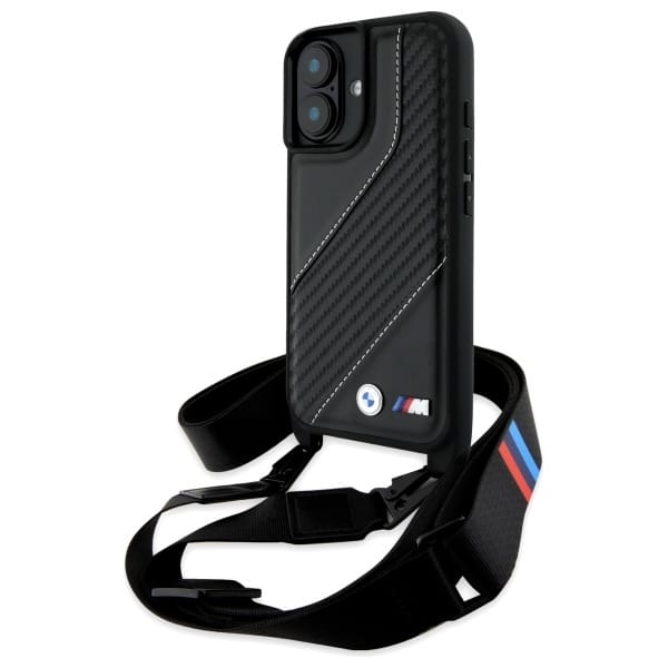BMW - Leather M Edition Carbon Stripe & Strap (BMHCP16M23PSCCK) - iPhone 16 Plus - Μαύρο
