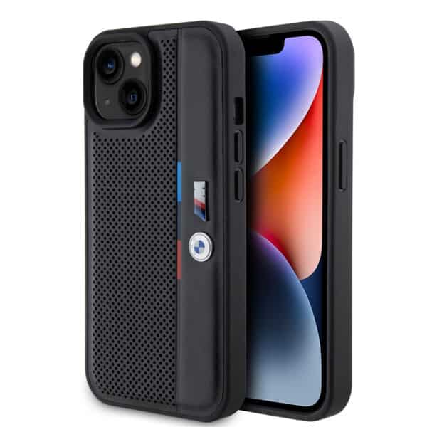 BMW - Hardcase Perforated Tricolor Line (BMHCP15S23PUPVK) - iPhone 15 - Μαύρο