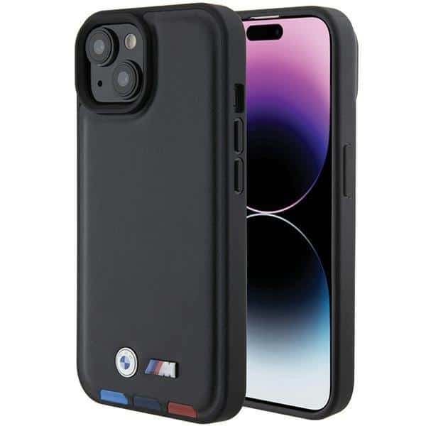 BMW - Leather Stamp Tricolor (BMHCP15S22PTDK) - iPhone 15 - Μαύρο