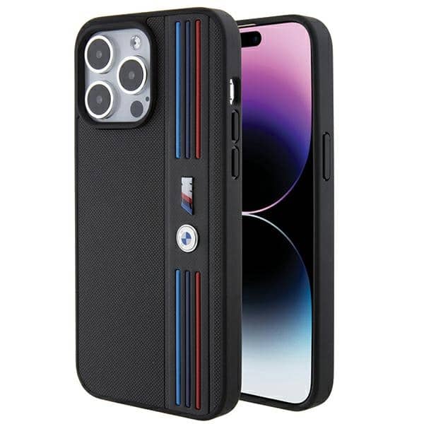 BMW - Leather Tricolor M Collection (BMHCP15X22PPMK) - iPhone 15 Pro Max - Μαύρο