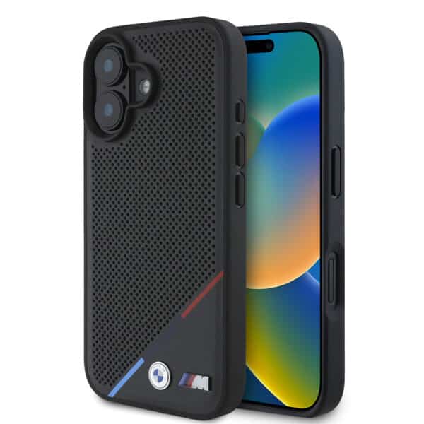 BMW - Hardcase M Perforated Tricolor Line MagSafe (BMHMP16S23PUPDK) - iPhone 16 - Μαύρο