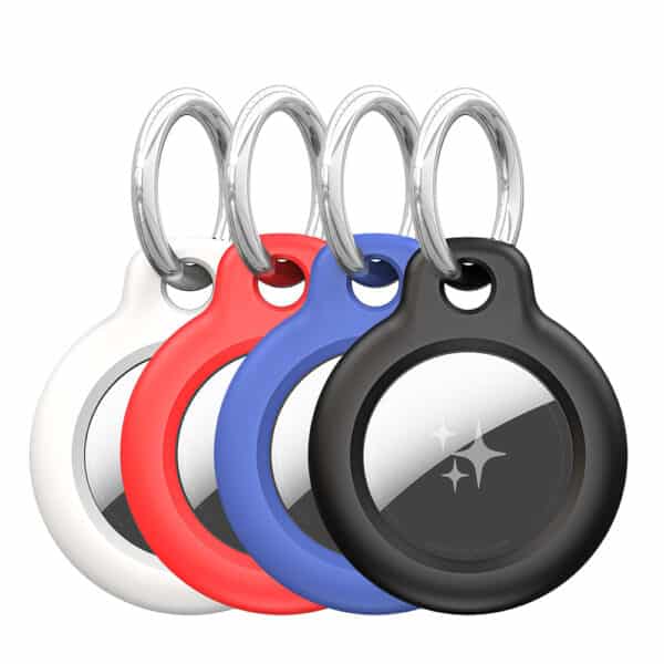 Dux Ducis - PC Secure Holder (4Pack) - Apple AirTag Case, with Stainless Steel Ring - Μαύρο / Λευκό / Μπλε / Κόκκινο