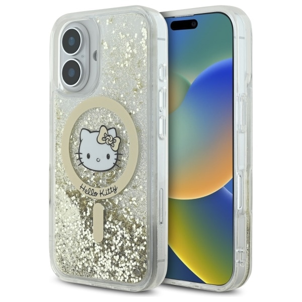 Hello Kitty - Hardcase Liquid Glitter Fever MagSafe (HKHMP16SLGDIH) - iPhone 16 - Λευκό/Χρυσό
